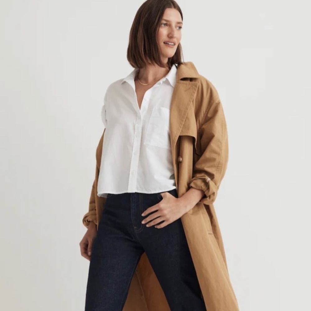 Madewell cropped button-up utility shirt - white - size XS